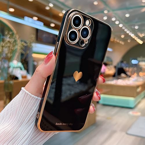 Miniatura 2 de Teageo Funda para iPhone 13 Pro para mujeres y niñas, diseño de corazón de amor, cubierta trasera suave, protección completa de la cámara,