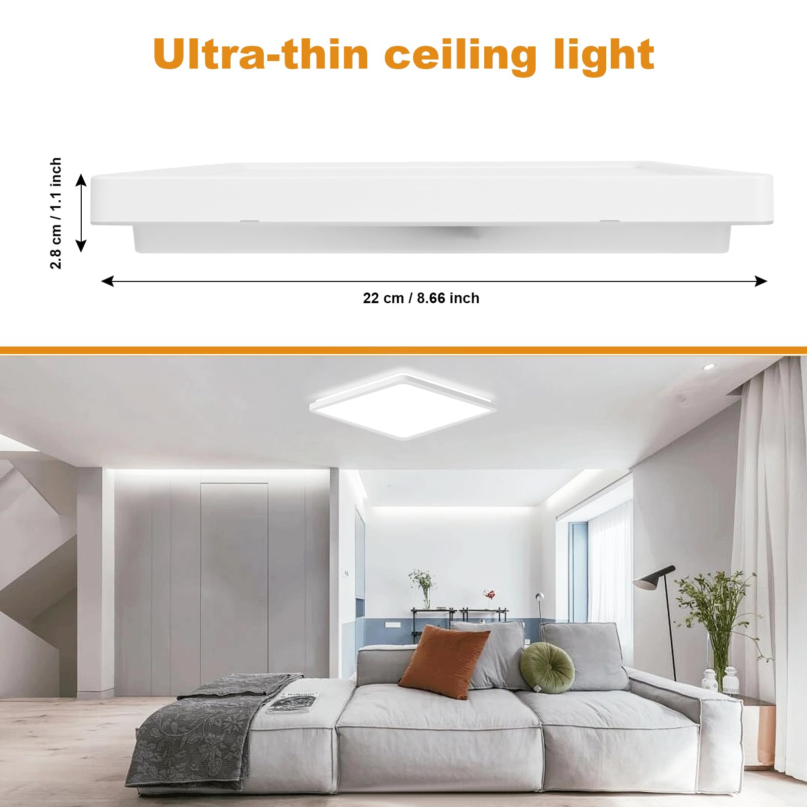 EASY EAGLE LED Deckenleuchte Flach 40 CM, Deckenlampe Viereckig 6500k 42W, Modern Badezimmer Lampe Led Panel Küchenlampe Für Flur Schlafzimmer Balkon Wohnzimmer Küche Keller