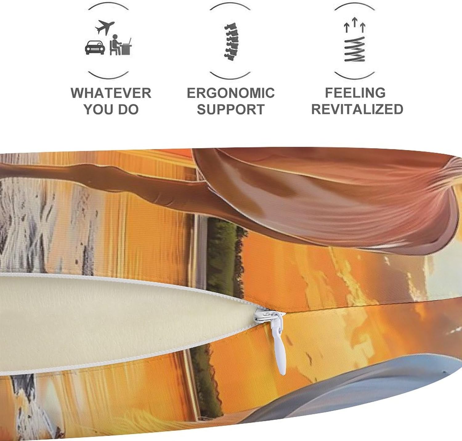 Horses in Sunset Funny Travel Pillow U Shaped Memory Foam Neck Pillows Portable for Flight Car Home Office