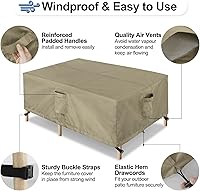 Vista 5 de OutdoorLines Juego de fundas impermeables para muebles de mesa de patio al aire libre, funda rectangular para sofá exterior, resistente a la Camello