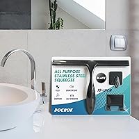 Vista 7 de Escobilla de ducha multiusos de acero inoxidable para puertas de ducha con 2 ganchos adhesivos, herramienta de limpieza de baño, escobilla de espejo