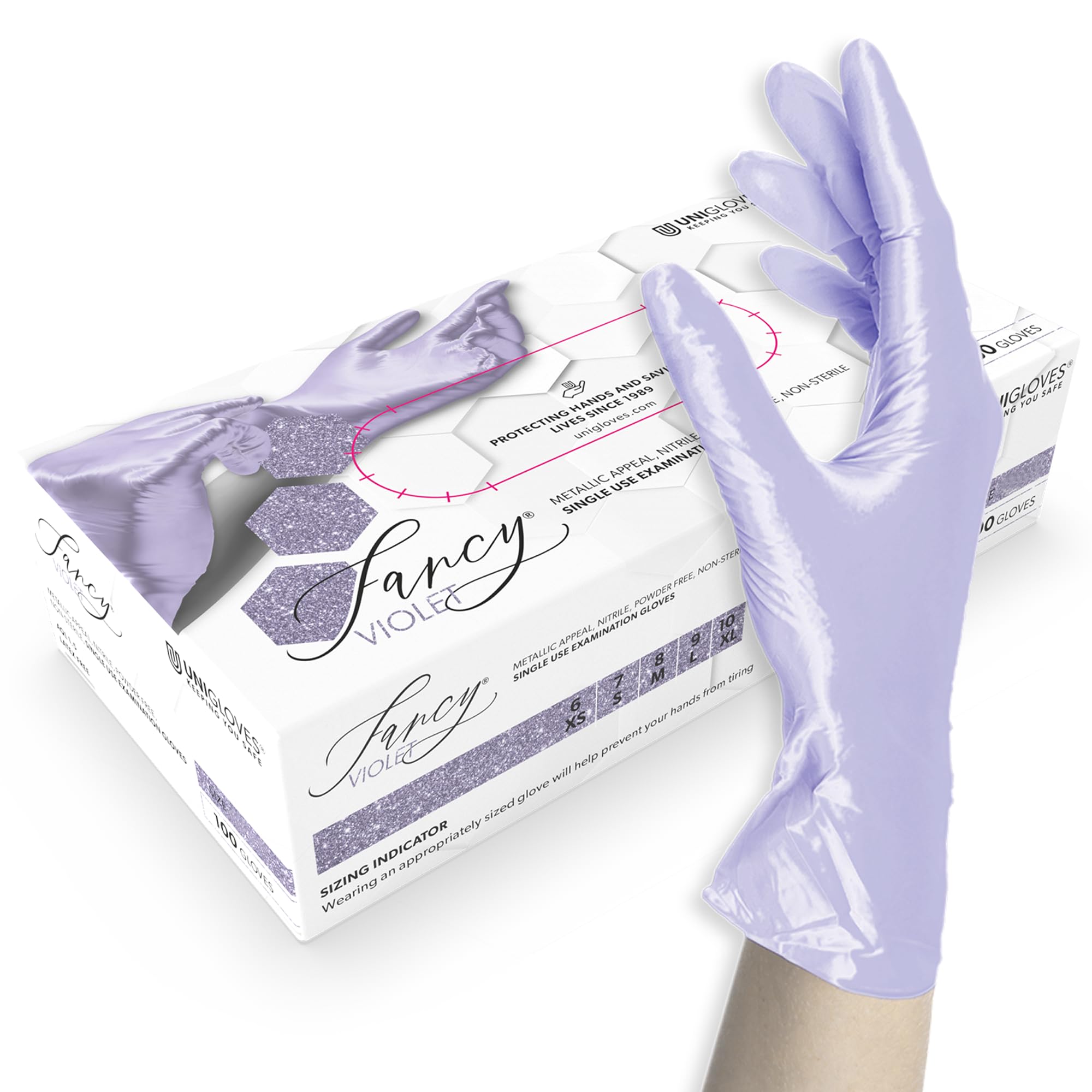 UNIGLOVES FANCY VIOLET Nitrile Disposable Gloves, Multipurpose, Powder Free and Latex Free Disposable Gloves