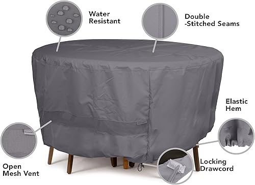 Miniatura 4 de Covermates Juego de funda ovalada para mesa de comedorsilla, poliéster resistente al agua, ventilación de malla, fundas de mesa de patio, color