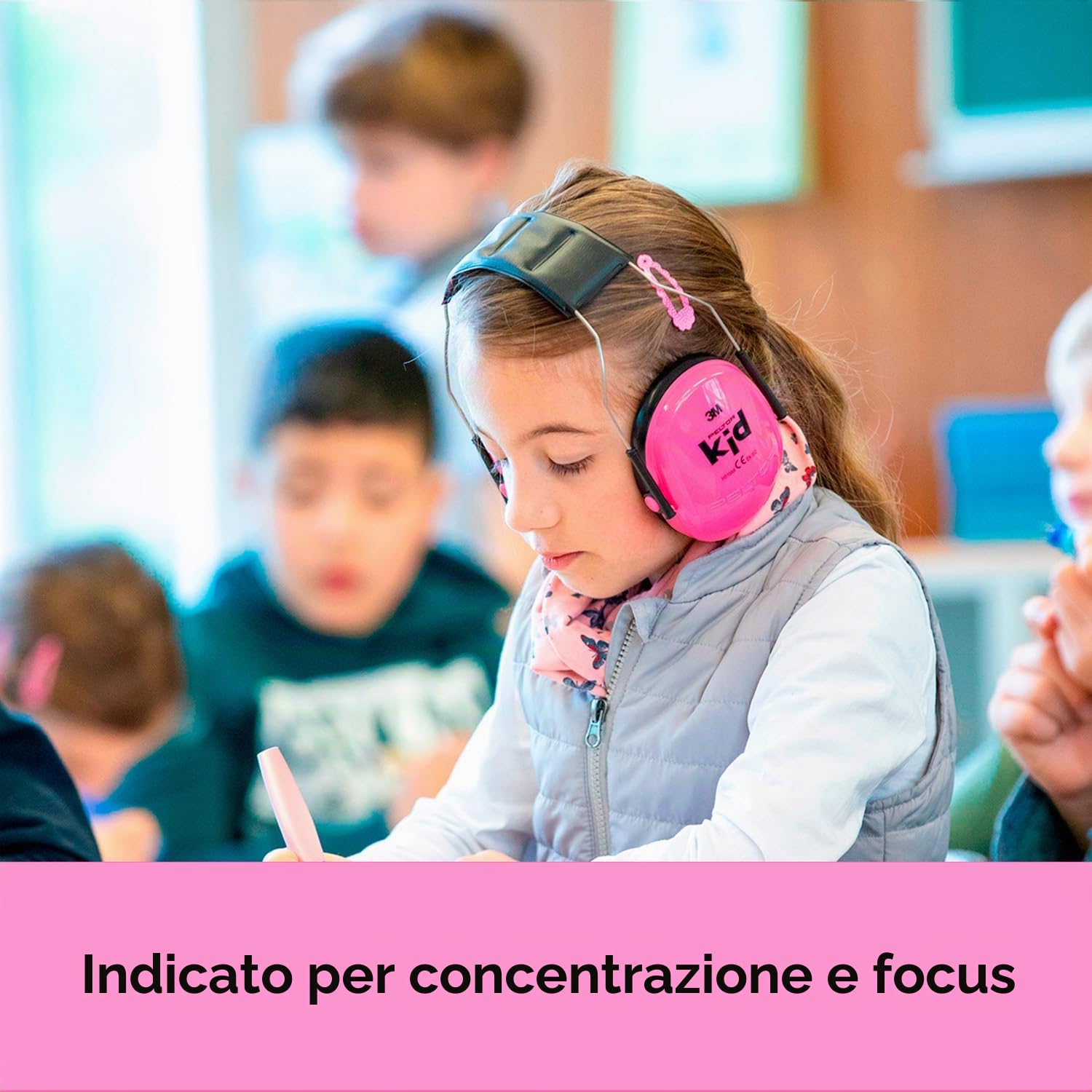 3M Cuffie Auricolari Peltor Kid H510Ak, Protezione Acustica per Bambini, Paraorecchie, Rosa, Misura Regolabile, Contro Livelli di Rumore 87-98 Db, Snr: 27Db, Scuola, Concerti, Festival