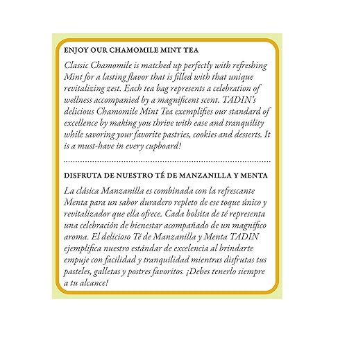 Miniatura 2 de Tadin Té de hierbas Manzanilla con mentamanzanilla con menta. Calmante, calmante y sin cafeína. 24 bolsas. 0.84 onzas
