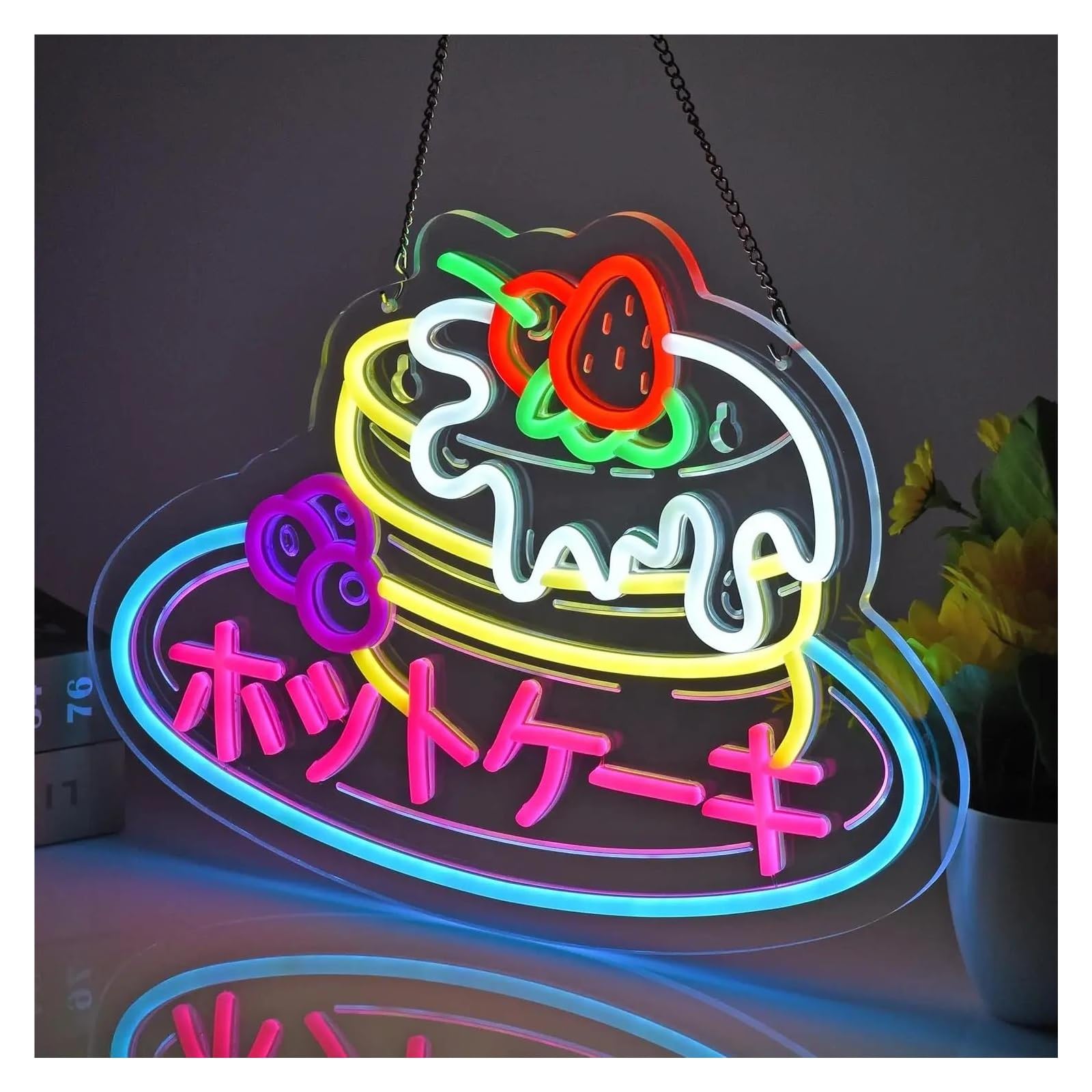 Hängende Kunst Leuchtreklamen Heiße Kuchen Neon Zeichen Snacks Muffin Dimmbar Für Shop Süßwaren Convenience Store Dessert Shop Restaurant Dekor 40.5x28cm