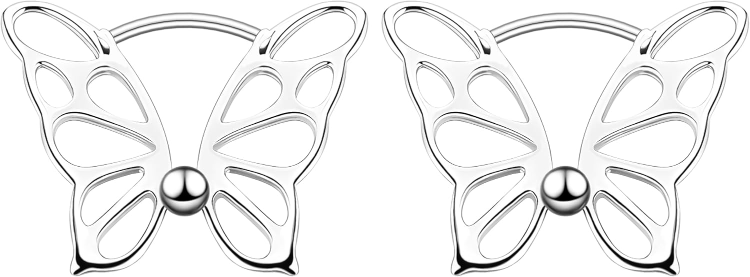 S925 Sterling Silver Hollow Butterfly Hoop Earrings for Women Simple Style Open Earrings for Women Birthday Gift