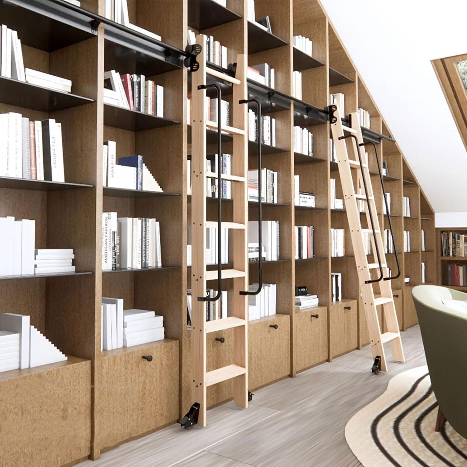 Échelle bibliothèque coulissante : kit quincaillerie rétractable pour ne plus manquer d'espace