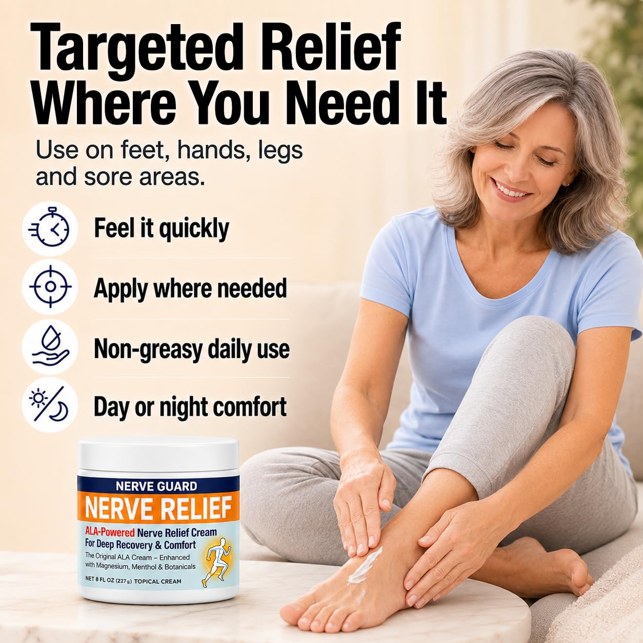 Neuropathy Nerve Relief Cream – Maximum Strength XL 8 oz – Menthol 3.7% + Magnesium Chloride 2% + Alpha Lipoic Acid (ALA), Fast-Acting for Feet Hands Legs & Back – Non-Greasy, Fast Absorbing – XL 8 oz — Amazon image 9