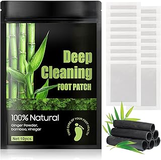 Foot Pads | Deep Cleansing Foot Pads for Better Sleep and Stress Relief | Bandoo Patches with Natural Bamboo Vinegar and Ginger Powder Premium Ingredients for Foot and Body Care (10 PCS)