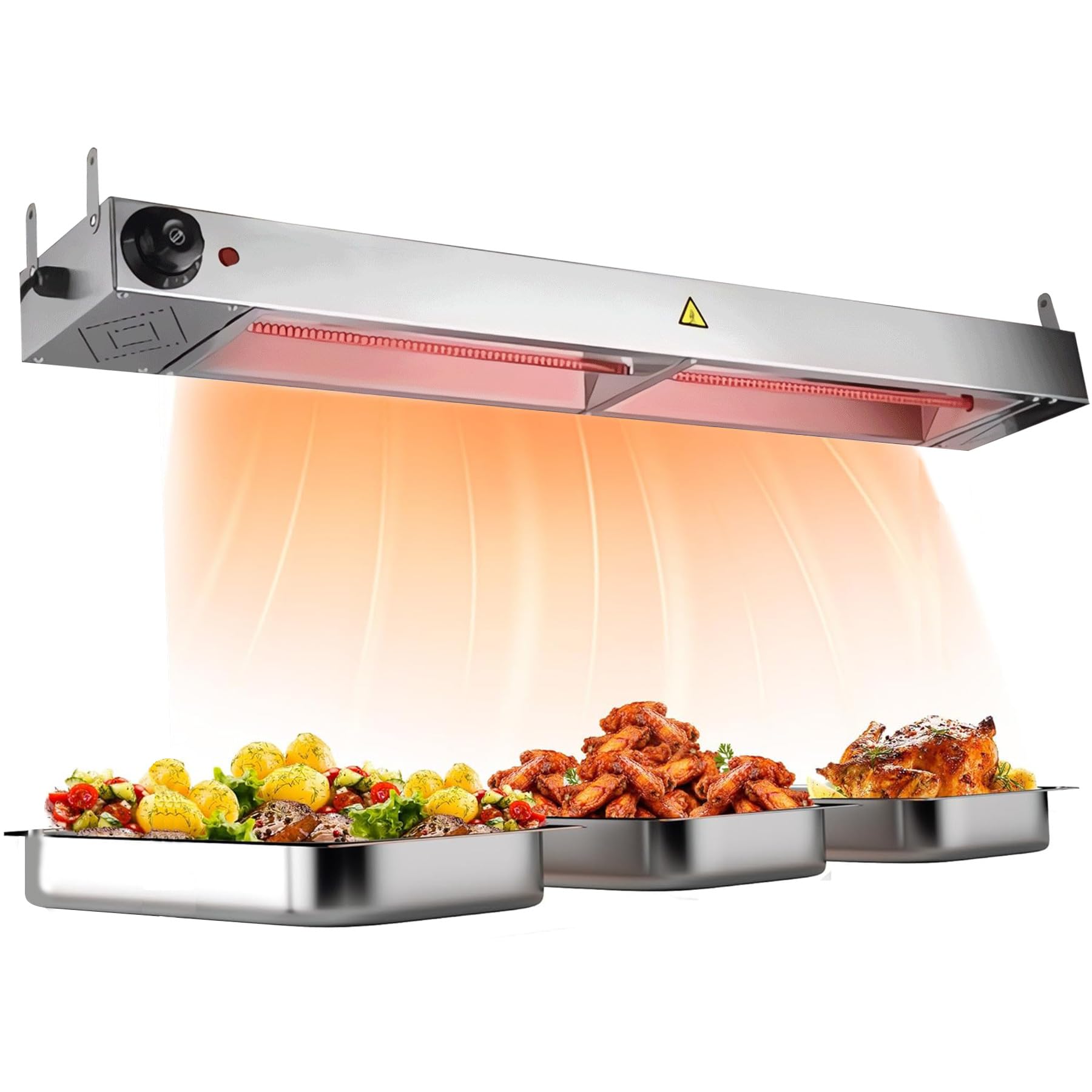 Lampada Riscaldante per Alimenti, Sospeso Lampade Scaldavivande Cucina, Acciaio inox Lampade Riscaldanti Commerciale per Buffet, Cucine e Hotel, Temperatura Regolabile 30-85°C (1PC, 90CM)