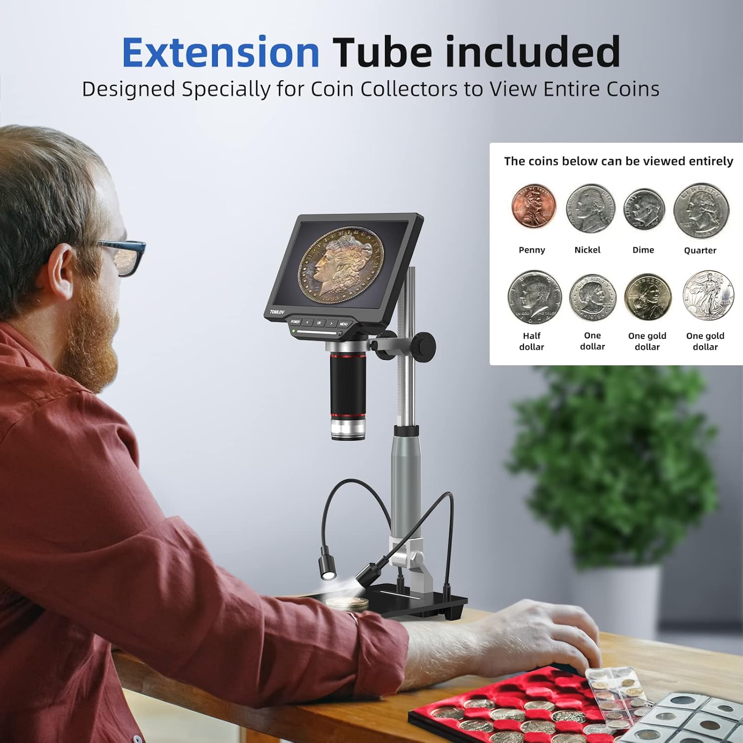 Buy TOMLOV DM201 HDMI Digital Microscope, 7 inch Microscope with Screen,Extension Tube Included