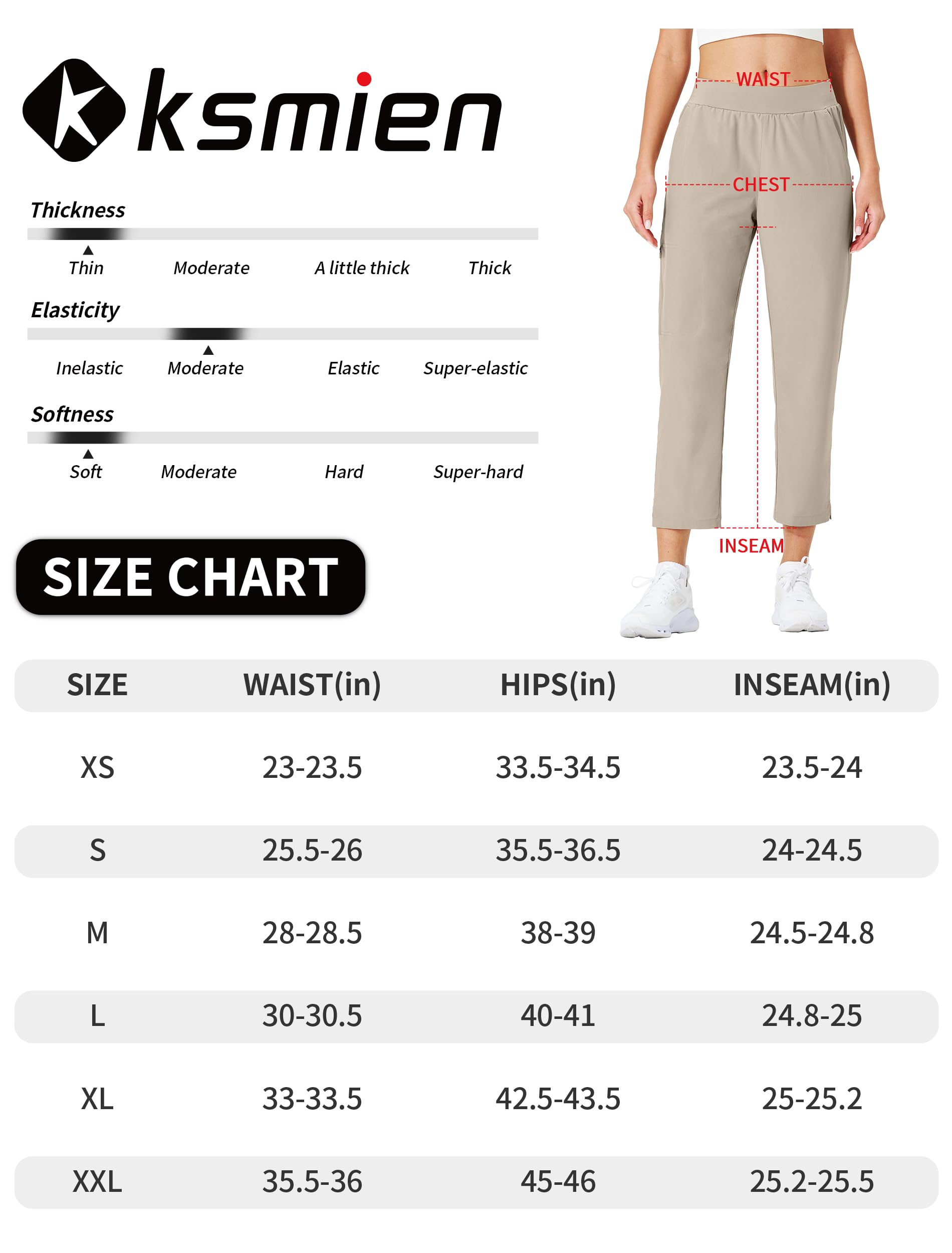 Ksmien Pantalones de golf para mujer, ligeros, de cintura alta, 7/8, con 4 bolsillos, para atletismo, descanso, viajes, trabajo