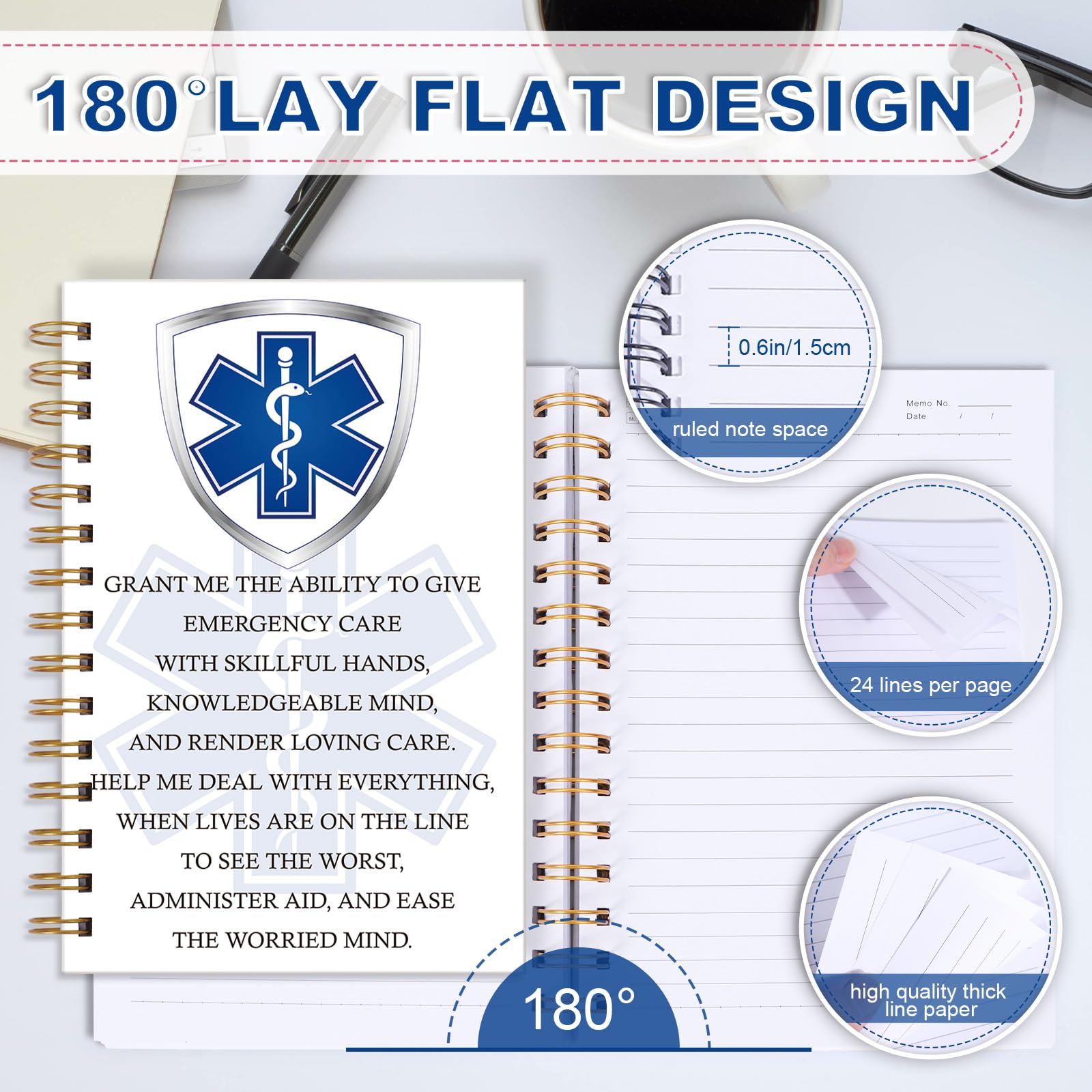 Wxiben Emergency Medical Technician Gifts - EMT Spiral Notebook Journal Emergency Medical Inspirational Gift Nurse Medicals School Graduation Gift for EMT Student Coworker Paramedic 5.5 x 8.3 Inch