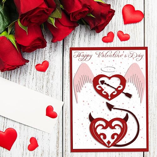 Miniatura 5 de Troqueles de fondo de corazón de metal para hacer tarjetas, flecha de corazón de ángel, flecha de Cupido, marco de corazón, troqueles de corte para