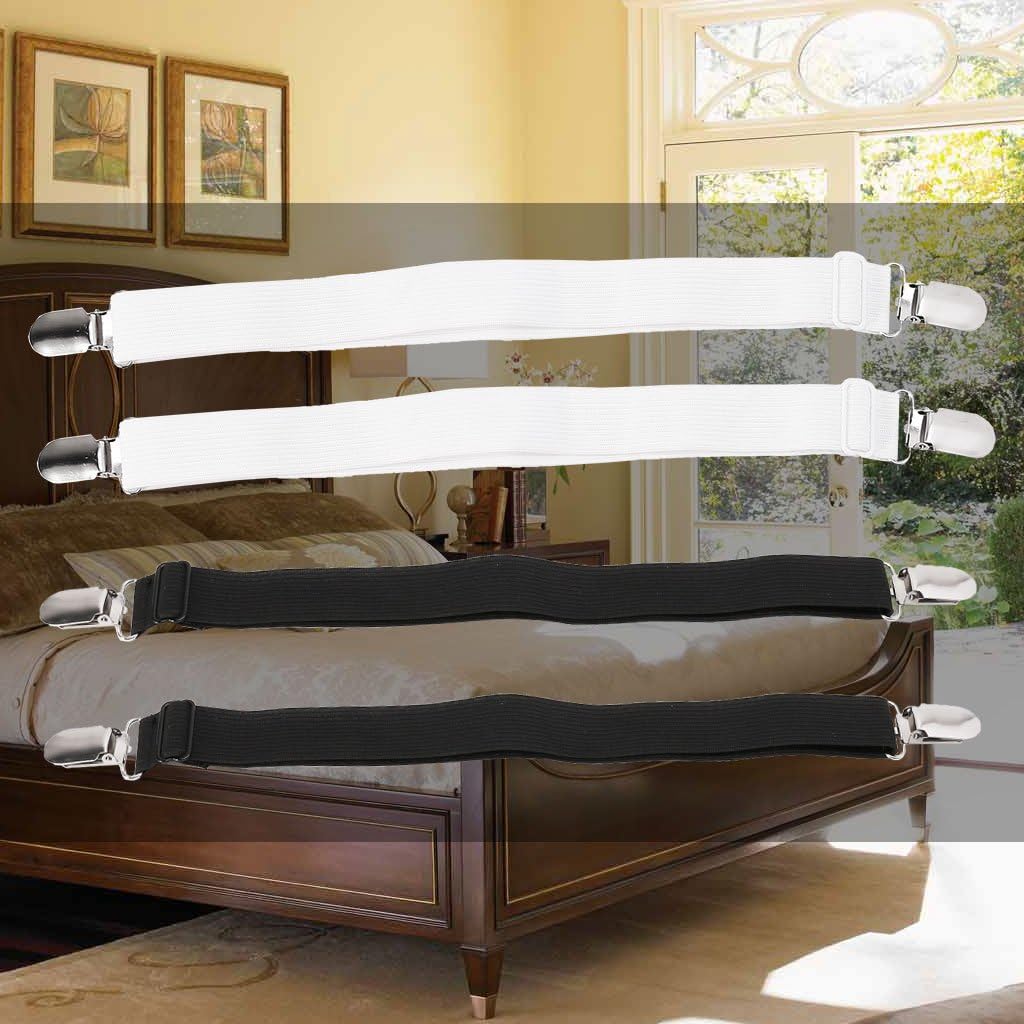 2Pcs Sheet Grippers Straps Fasteners Hold Grips Elastic Clips Gripper Bedspread Elastic Clips to Hold Sheets in Place