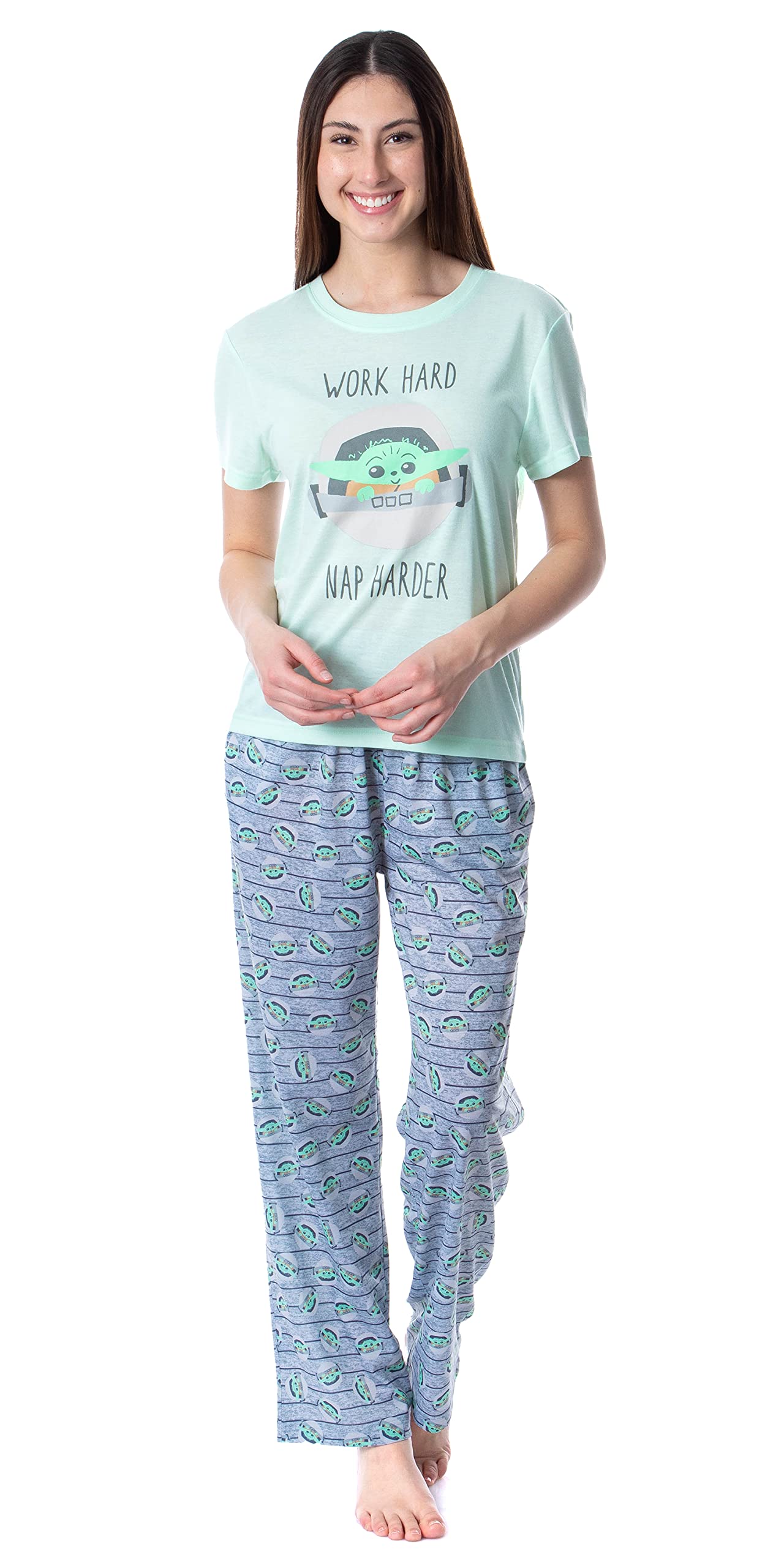 Star Wars Women's The Mandalorian The Child Work Hard Sleep Pajama Set