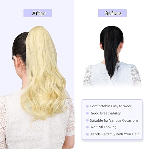 Miniatura 140 de Brown ponytail extension,16" claw clip hair extensions ponytail short curly hair ponytail Extension Natural Looking Synthetic Hairpiece for Women