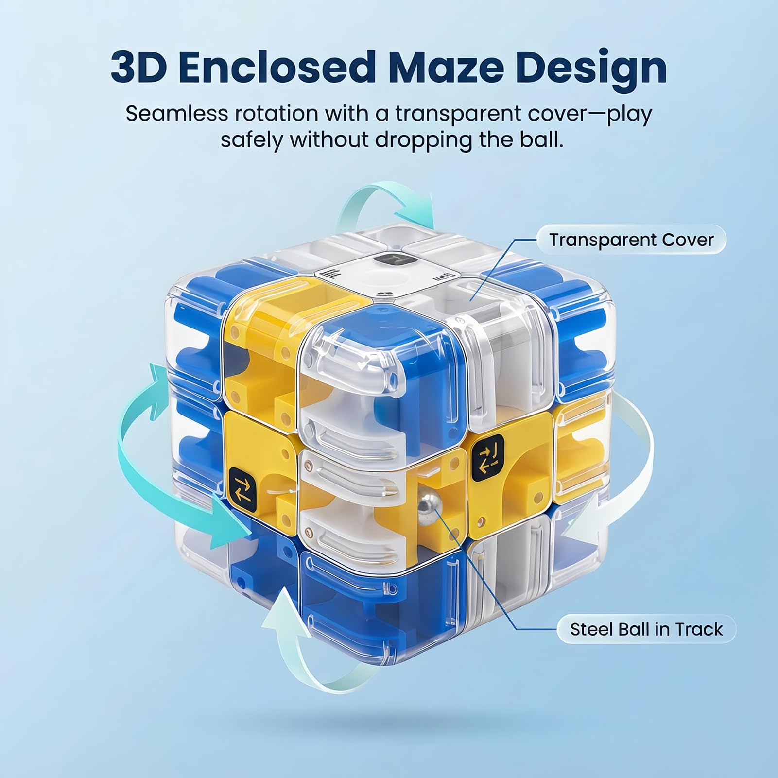 UIHRLM 3D Large Labyrinth 3D Maze Cube, Rolling Ball Maze Cube Game - Image 3