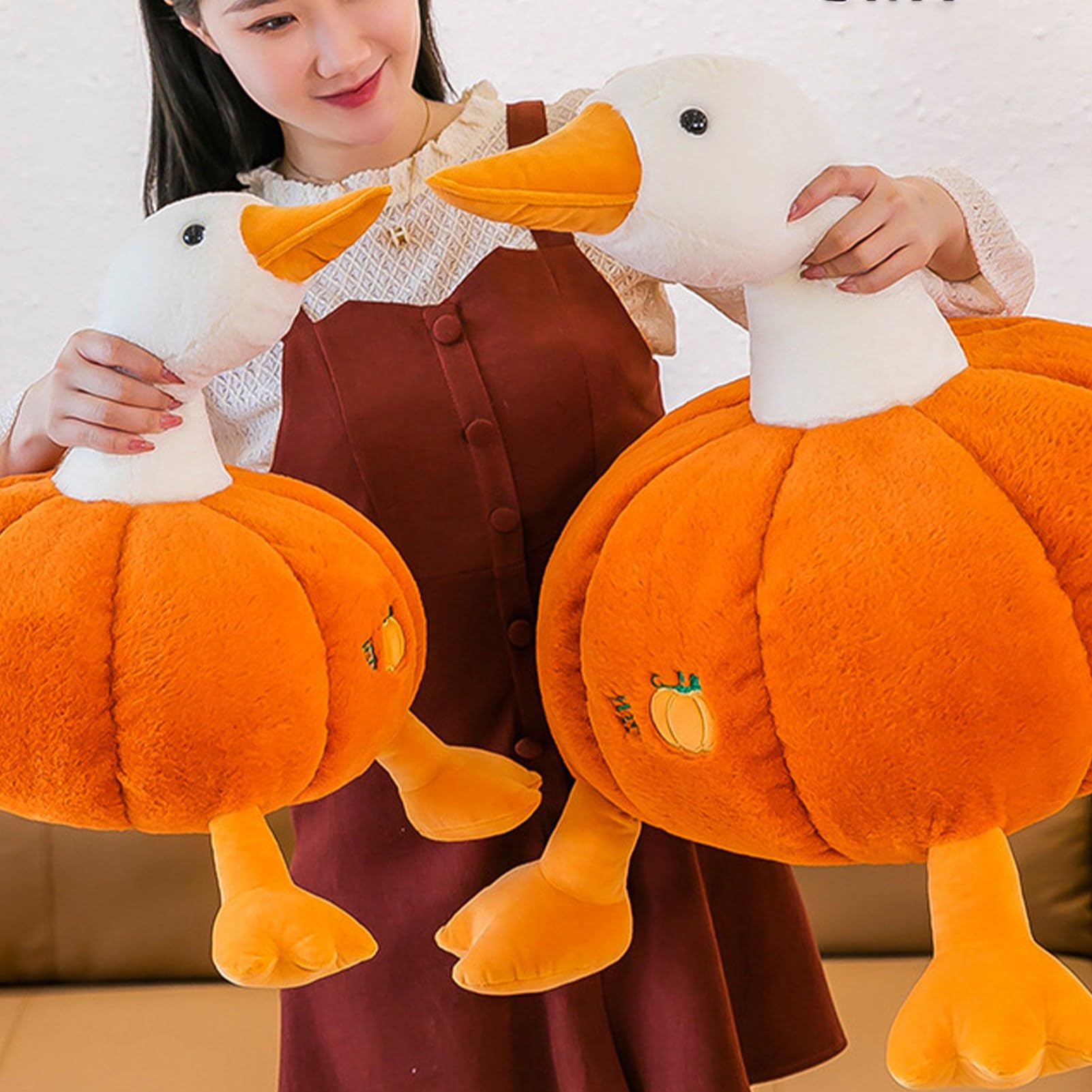 Cuscino per Bambola di Peluche di Zucca di Cartone Animato Morbido Tessuto Elastico per Bambini Che Dormono 1 unità (55 cm/21,7 pollici)