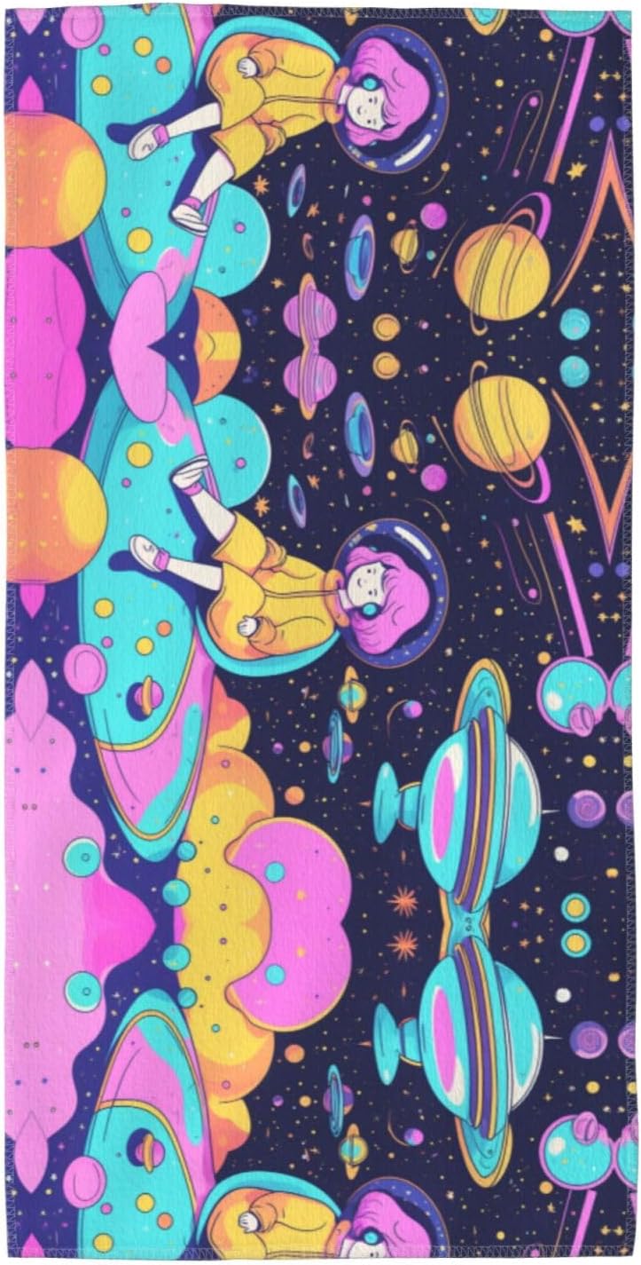 Cartoon Space Print Print Hand Towels for Kitchen, Decorative Bathroom Towels Decor Farmhouse Cute for Men Women Gifts