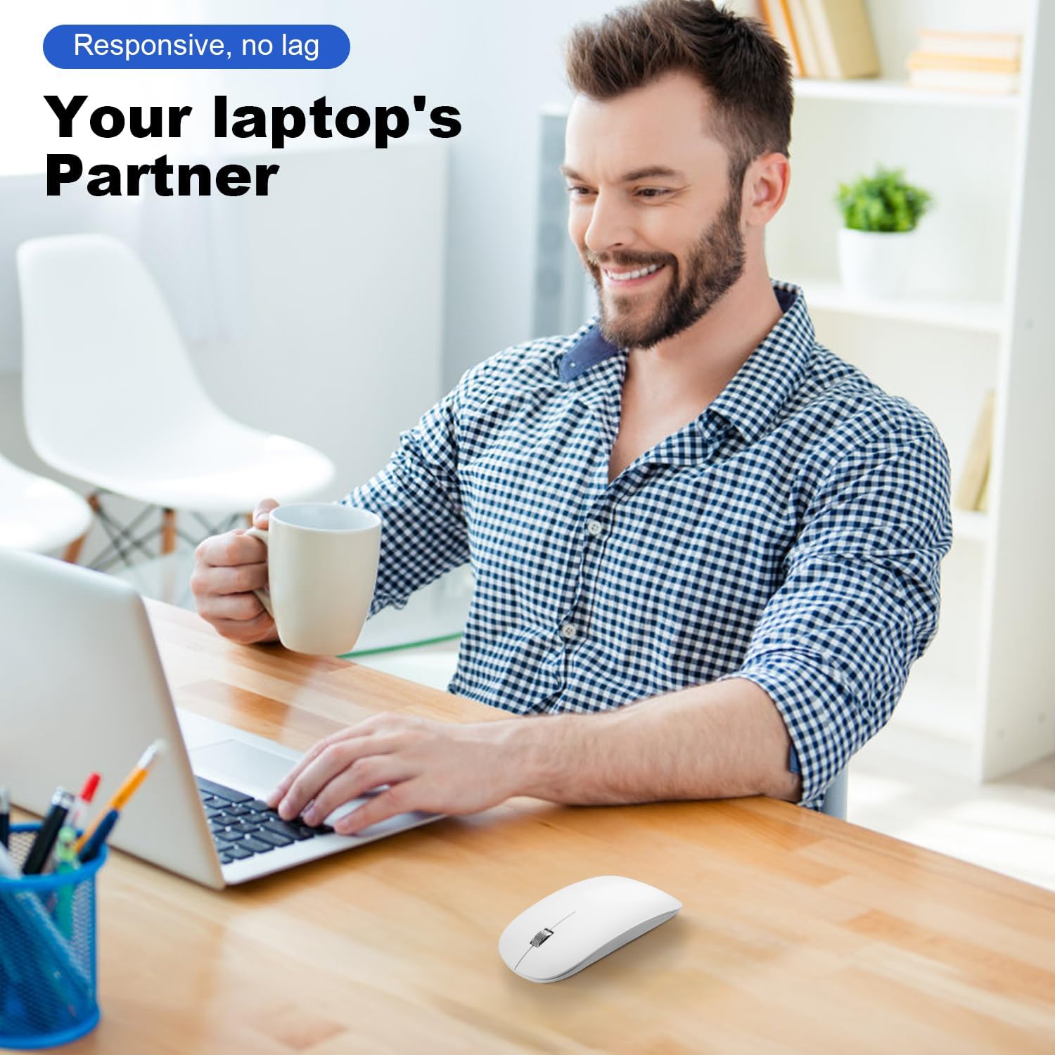 DC Wireless Mouse, 5 in 1 Bluetooth USB C Rechargeable Mouse for Laptops Disktops Tablets Compatible with Apple MacBook Pro/Air iPad iMac Sureface Chromebook Computer (White) - Image 2