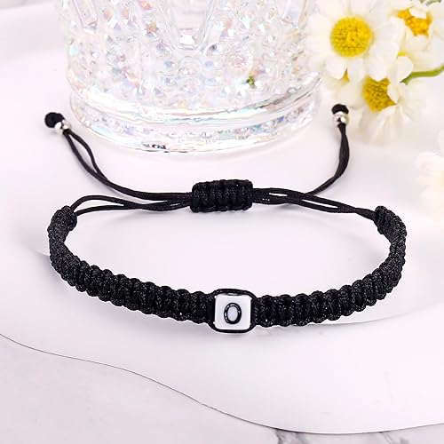 Miniatura 79 de Initial Bracelets for Couples Women Men Initial Charm Handmade Rope Braided Letter Bracelet for Teens Adjustable Jewelry Father's Day Gifts for Him