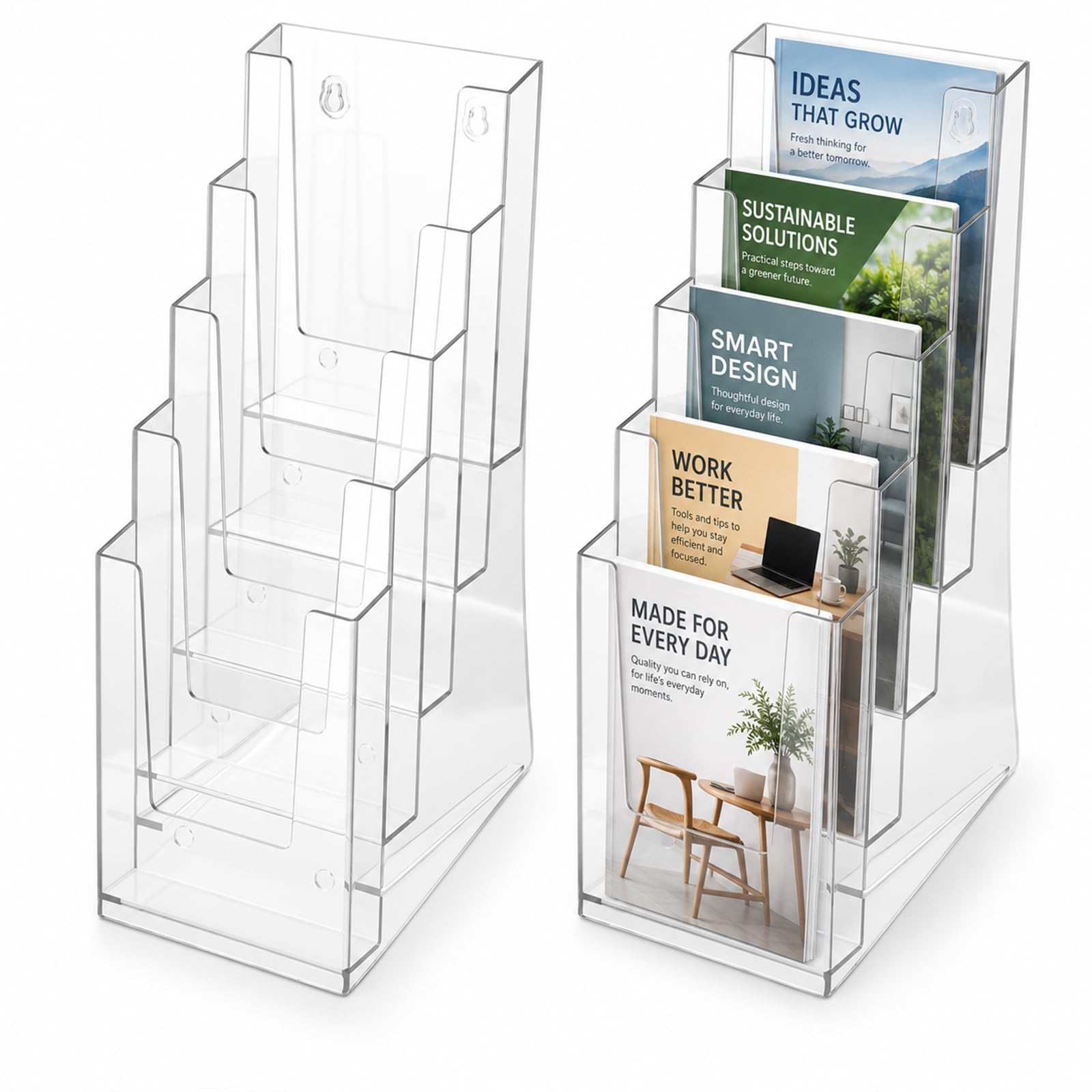 Lot de 2 présentoirs à brochures A6 avec 5 compartiments en