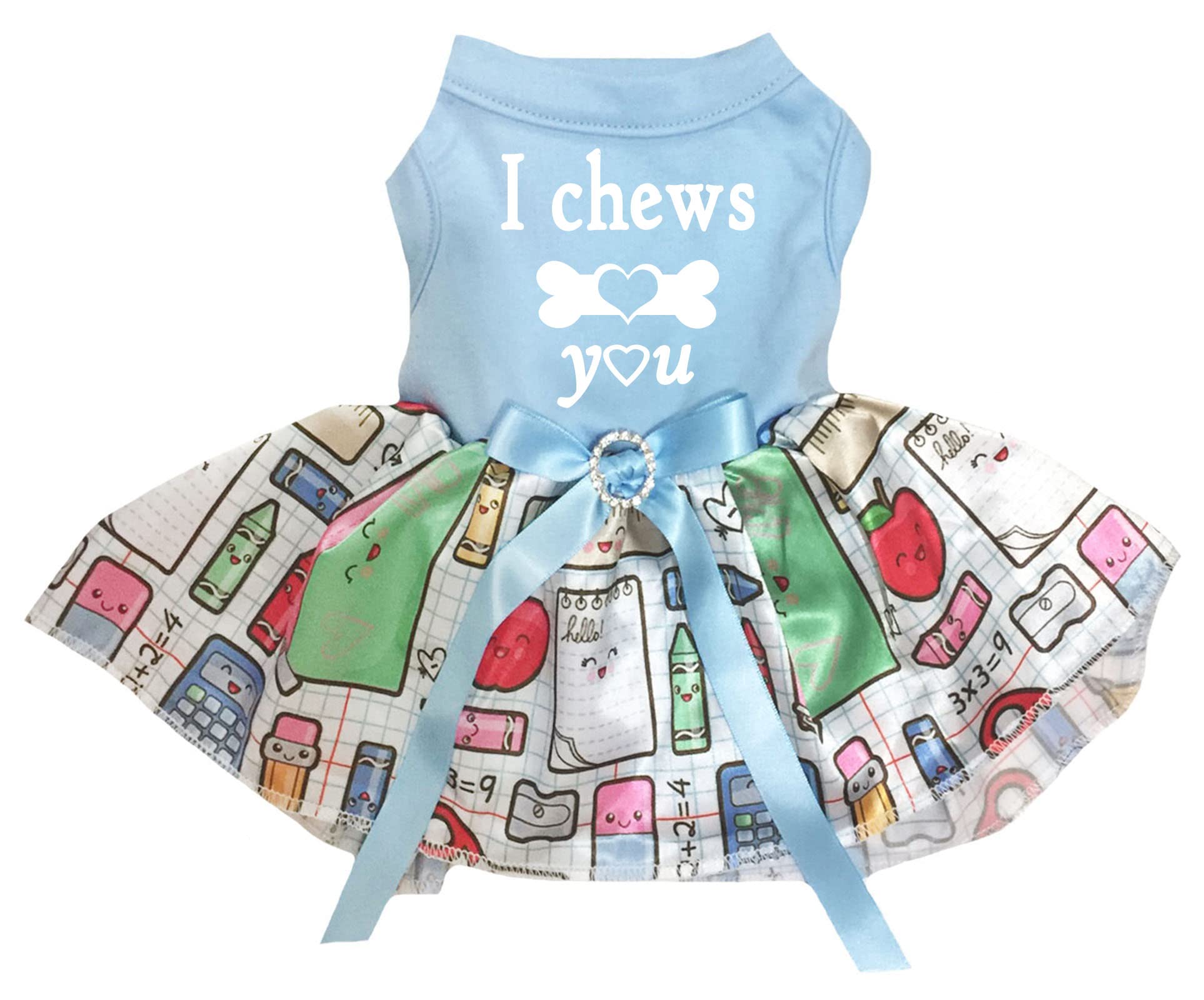 Robe pour chiot I Chew You bleu papeterie XXXL pour les balades en ville