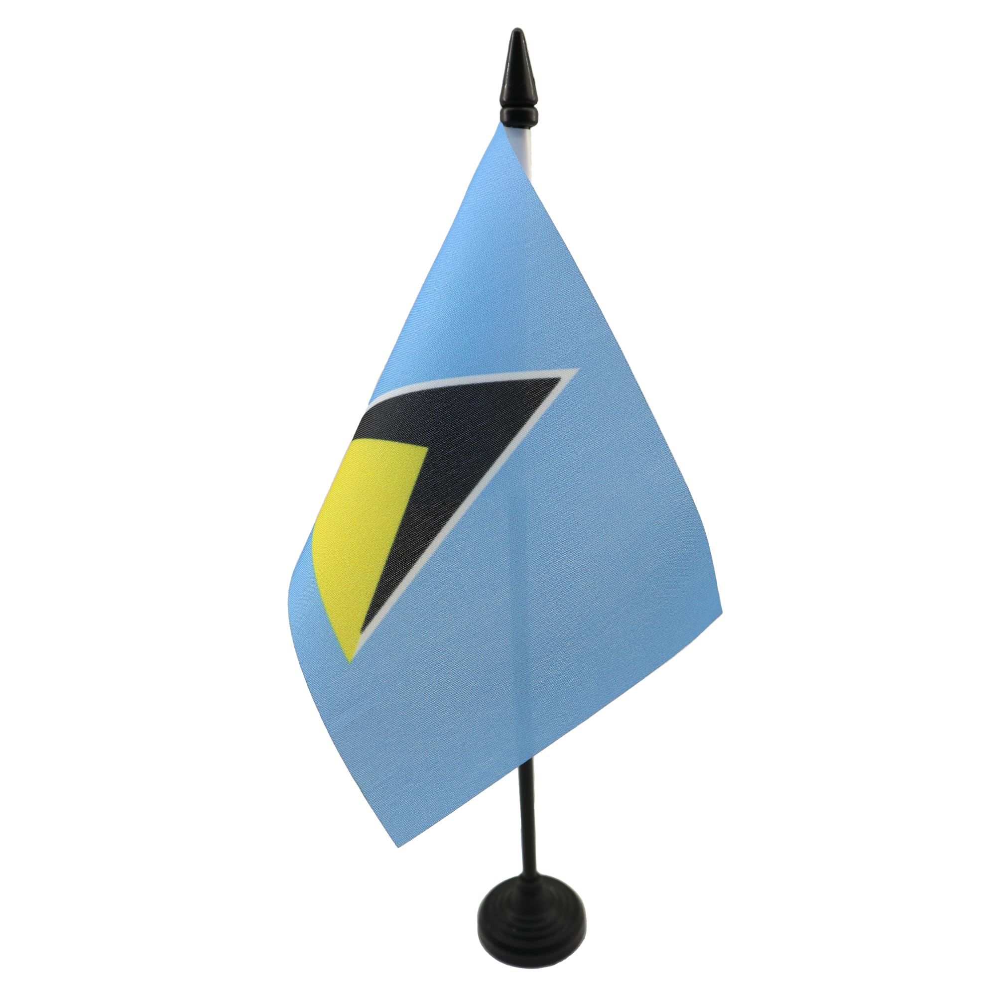 AZ FLAG - Set of 10 Saint Lucia Table Flag 4'' x 6'' - 10 Small Saint Lucian Office Flags 100% Polyester 15 x 10 cm - Mini Desk Flag with 10'' Pole and Black Plastic Base — image 1