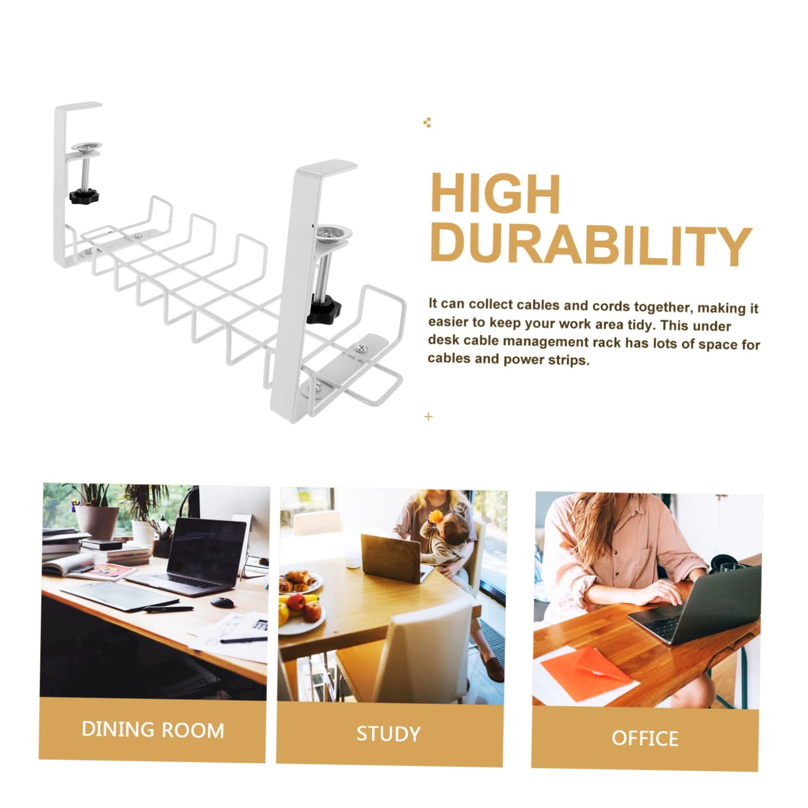 YARNOW Organisateur de Câbles sous Bureau Panier de Gestion de Câbles Support de Rangement pour Bureau à Domicile Étagère de Suspension