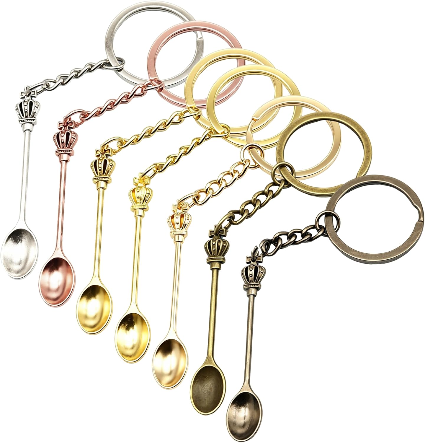 7Pcs Mini Spoon Keychain Set, Measuring Spoons with Split Rings