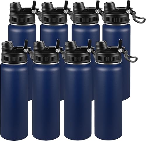 Miniatura 96 de Botella de agua aislada de 22 onzas, tapa 2 en 1 a prueba de fugas (sorbo/pajilla) + asa, botella de acero inoxidable para deportes, viajes, trabajo