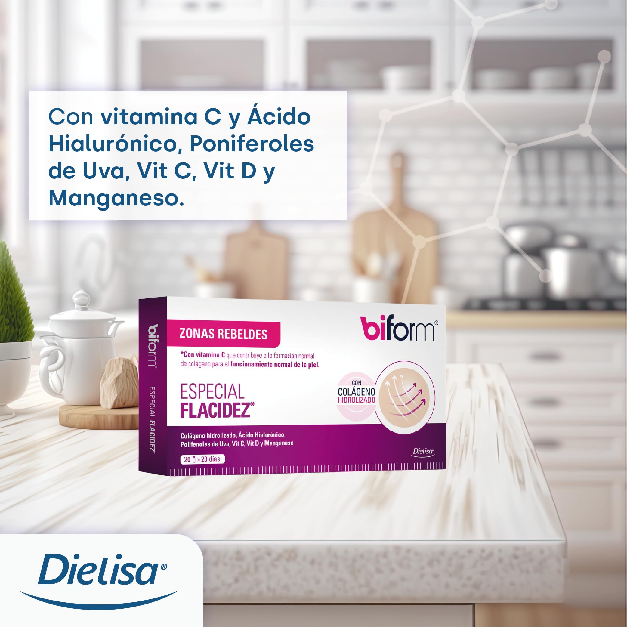 biform Especial Flacidez, Con Colágeno Bioactivo, Ácido Hialurónico y Vitaminas, Contribuye a la Formación Normal de Colágeno - 20 Viales