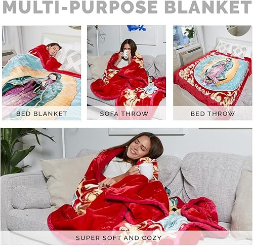 Miniatura 3 de Hiyoko - Manta de la Virgen María, 75 pulgadas de ancho x 90 pulgadas de alto - Manta de visón coreano de la Santa Madre, Guadalupe Religiosa -