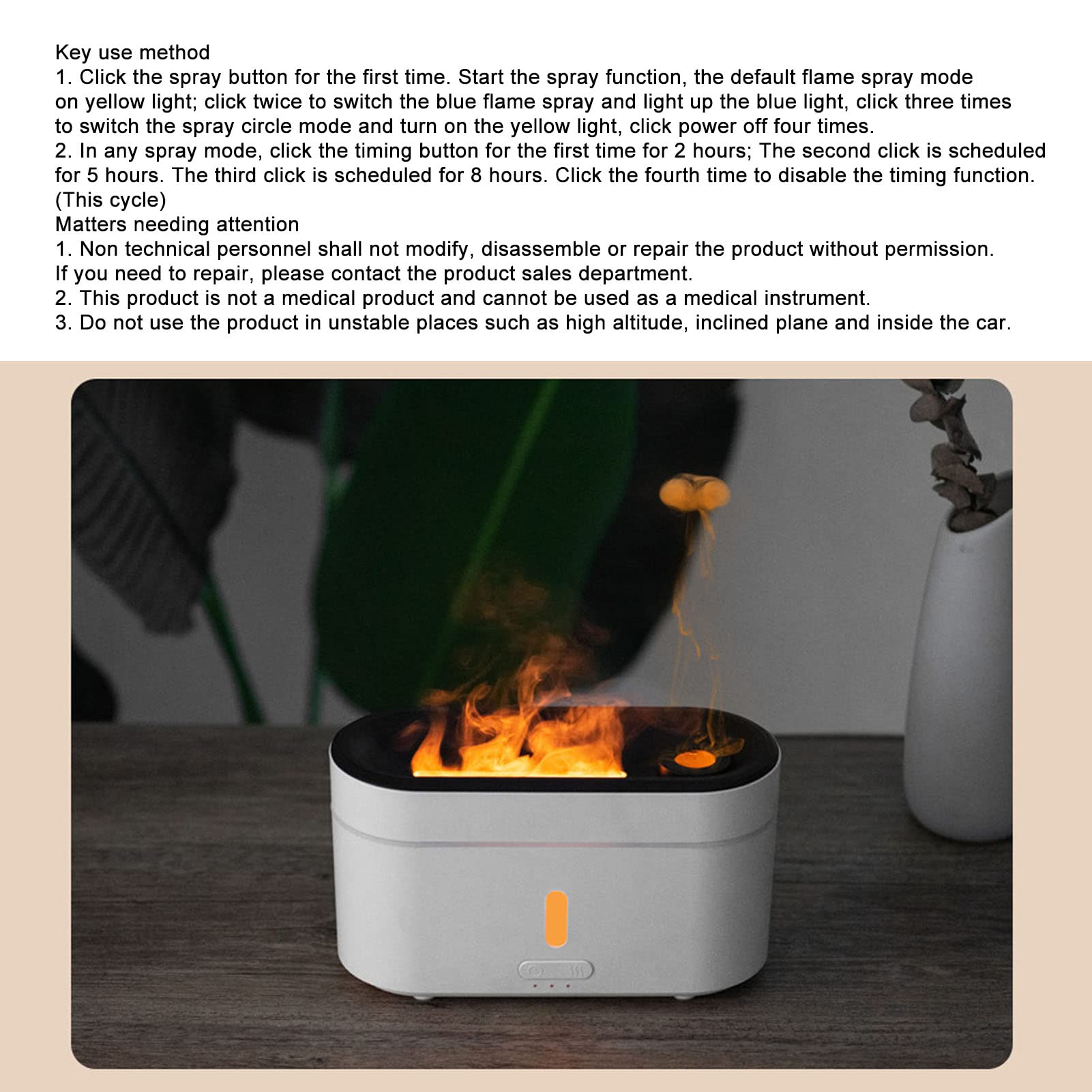 アロマディフューザー LEDライト付き 霧発生装置　加湿器 Amazon.co.jp: 炎アトマイゼーション加湿器、USB FED LED光、ABS超音波
