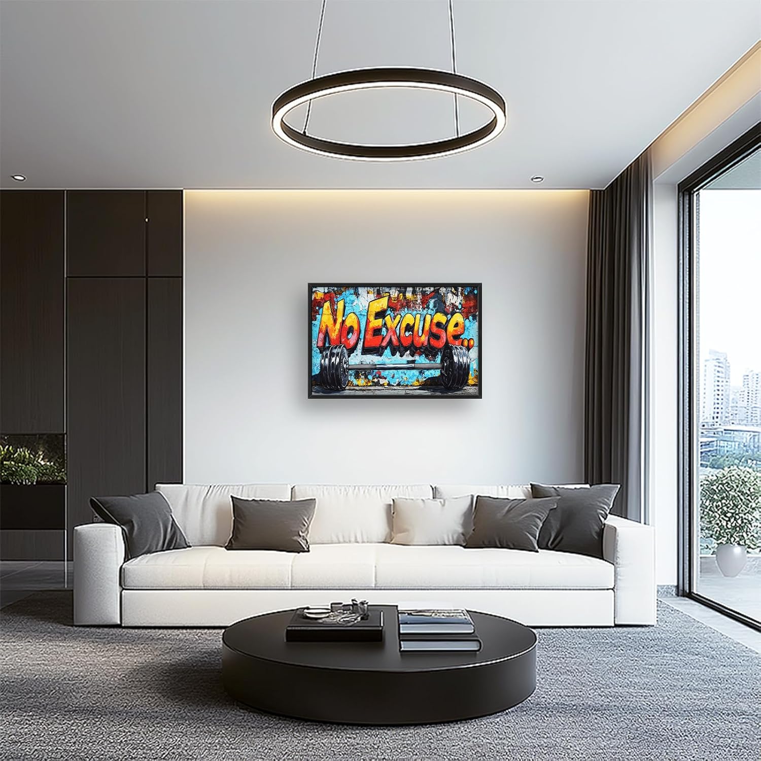 Gym Wall Art Dumbbell Workout Poster Pictures Wall Decor Large Canvas Prints Framed Artwork Paintings Home Decorations for Living Room Dinning Room Bedroom 36"x24"