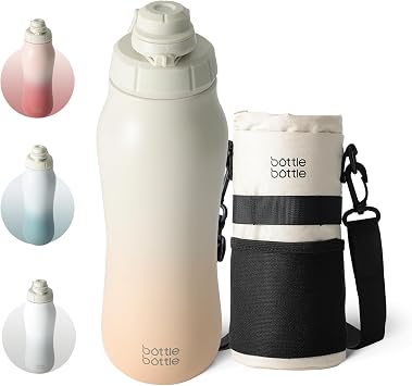 BOTTLE BOTTLE Water Bottle, 2.7 fl oz 0.75 L, Thermo/Cold Sports Bottle, One-touch, Case Included, Wide Mouth, Leak Proof, Stainless Steel Bottle, Yellow