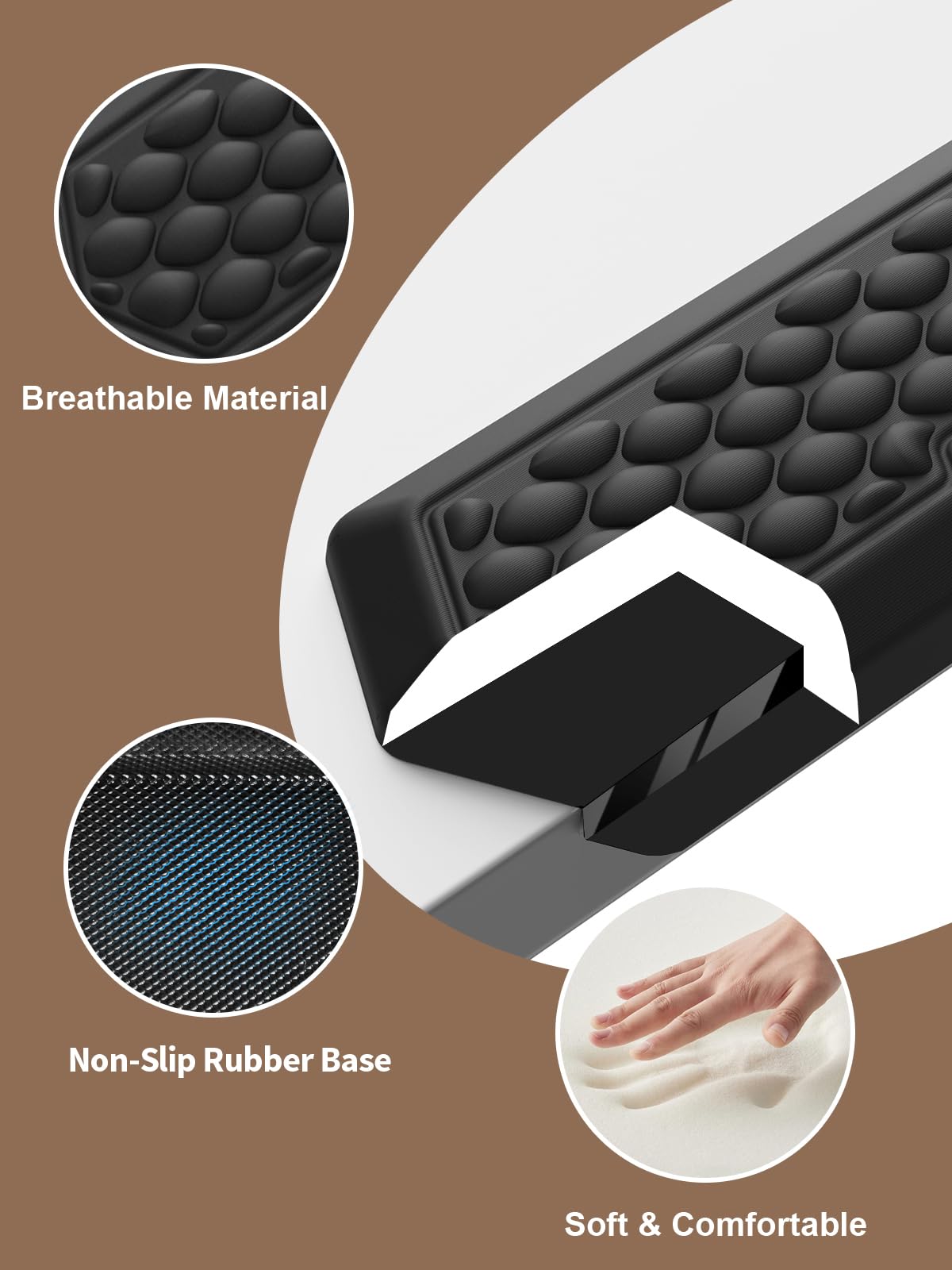 Gomitiere da scrivania 2 in 1 a forma di L, cuscino ergonomico per scrivania e tappetino per mouse con poggiapolsi, morbido supporto in memory foam per polso, braccio, gomito, base antiscivolo, nero