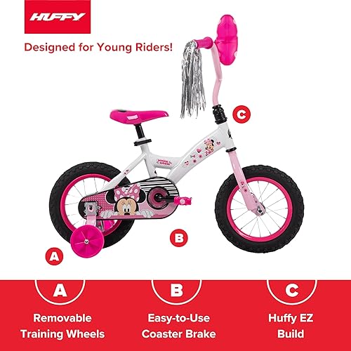 Miniatura 4 de Huffy Disney Girls' Bikes, 1216 Inch Sizes, Ages 3+ Years Old, Disney Princess, Minnie Mouse, Frozen Bicycles, Characters, Removable Training