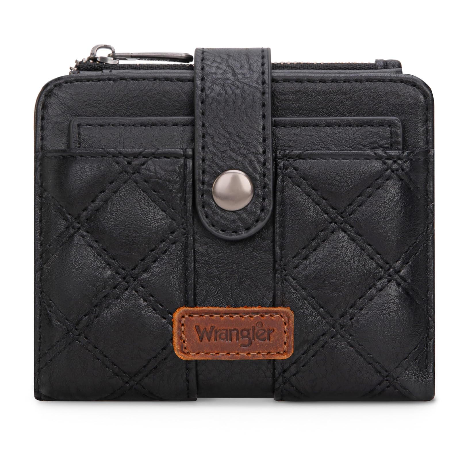 X Wrangler Black Quilted Wallets for Women Small Bifold Ladies Wallet Female Travel Credit Card Wallets, Card Cases & Money Organizers RFID Blocking