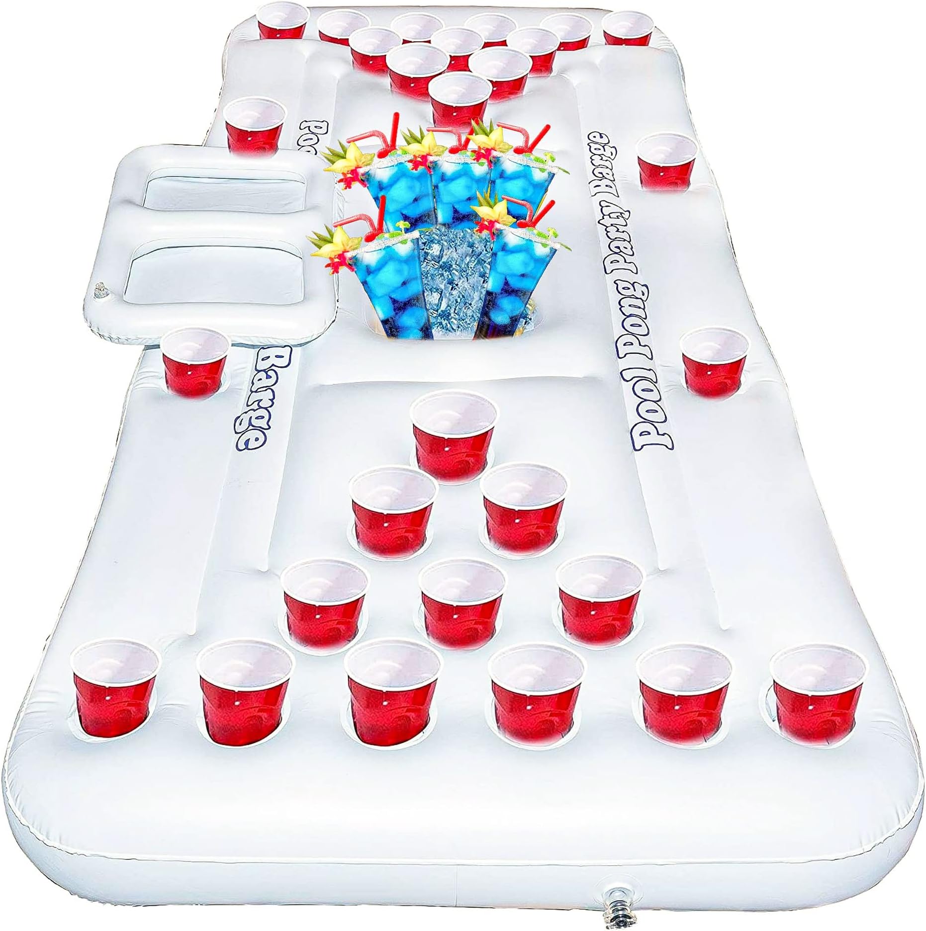 Hourleey 6 FT Inflatable Pong Game Table for Pool Lounge, Floating Party Barge for Outdoor for Adults Soft Pool Party Toys