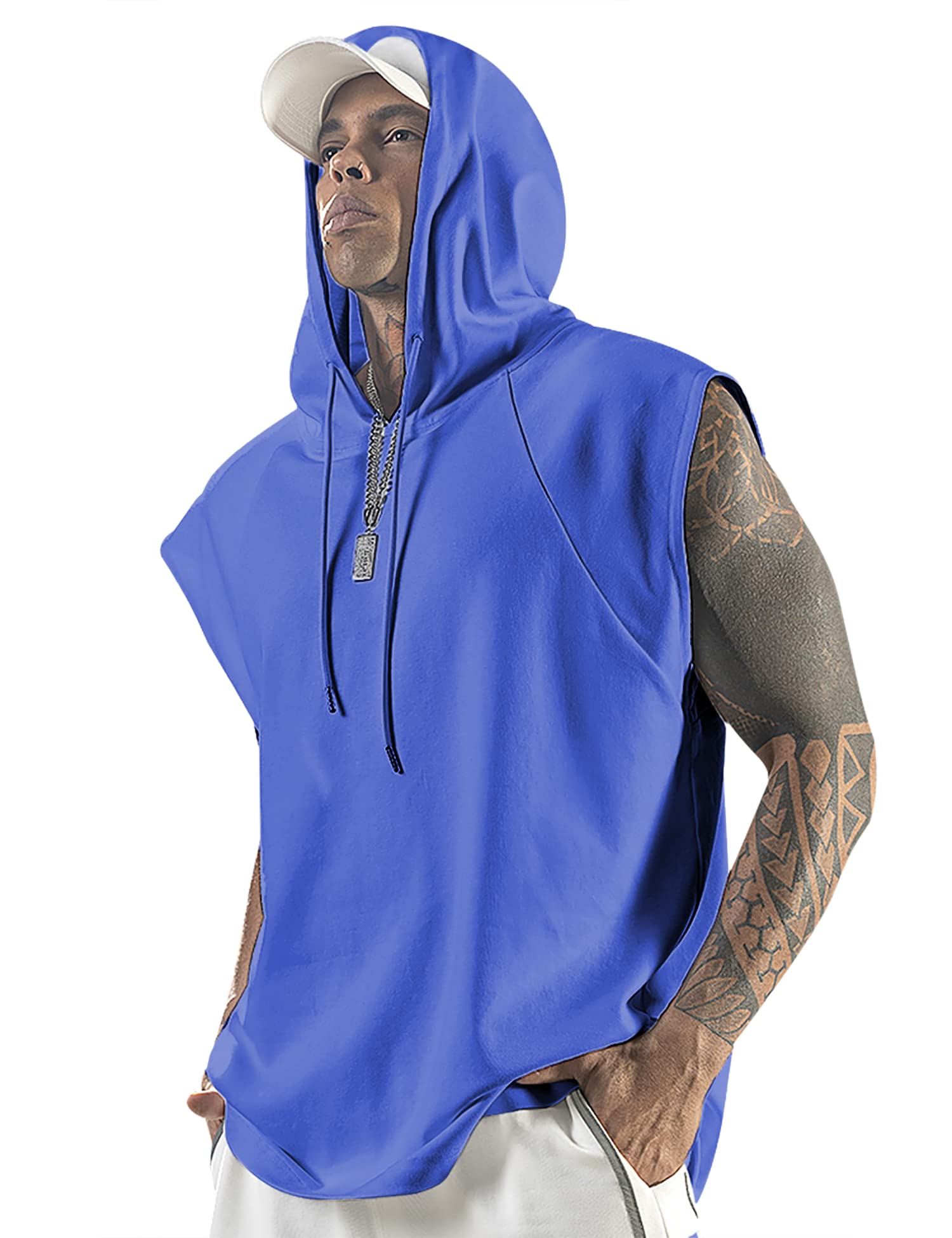Aixdir Men's Workout Hooded Tank Tops Bodybuilding Muscle Cut Off T Shirt Sleeveless Gym Hoodies