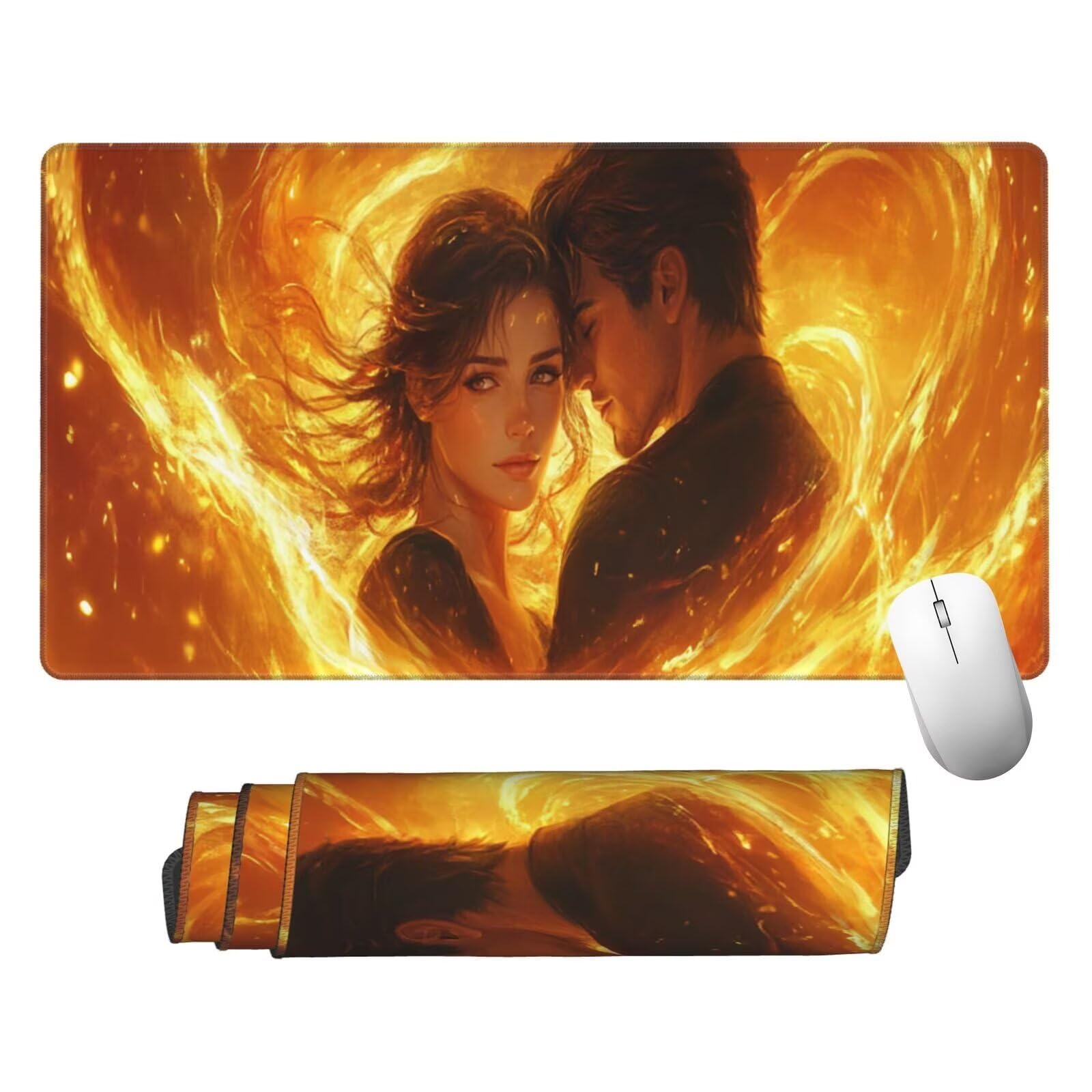Żółta podkładka pod mysz XXL Para na biurko 1600 x 800 x 3 mm zmywalna podkładka do gier na laptopa, z antypoślizgową gumową podstawą do gier, PC, pracowników biurowych Y643