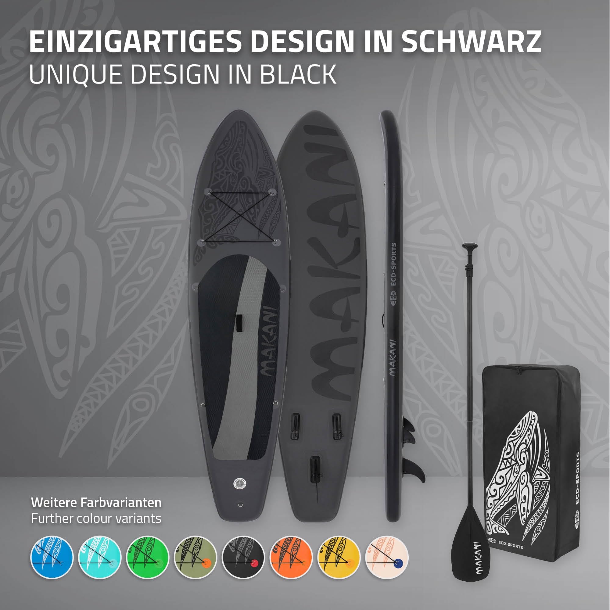 ECD Germany Stand Up Paddling Board 305/308/320/380cm, bis 120/150kg, Dicke 10/15cm, Kajaksitz, Komplett Set Tasche, Aufblasbare SUP Board Stand Up Paddle Board Paddelboard Surfbrett, Diverse Modelle