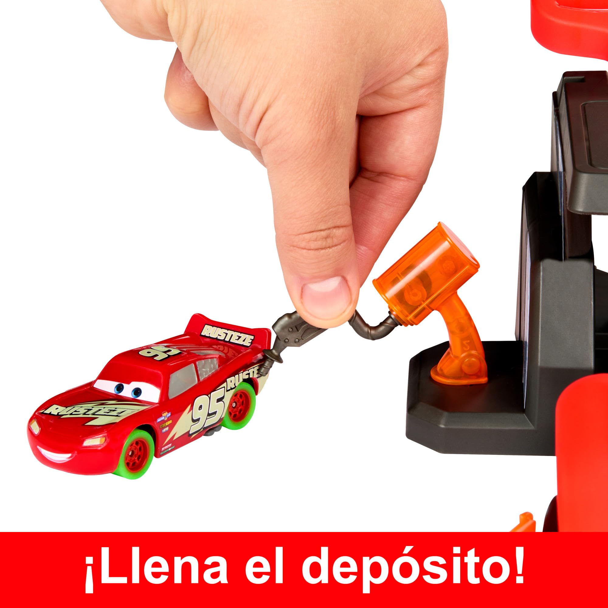 Mattel Disney Pixar Cars Night Racing Pista para coches de juguete que brilla en la oscuridad, incluye 2 vehículos, +3 años (HPD80)