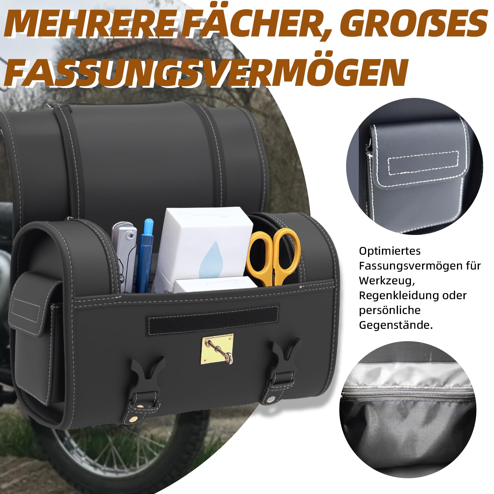 kleine Leder-Hecktasche mit Schnellverschluss, Gepäckträgertasche, schwarz, passend für Simson S50, S51, S70