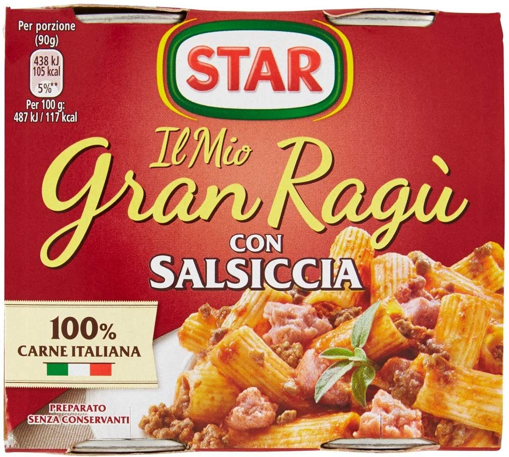 Star 12x Il Mio Gran Ragu Salsiccia Salsa de Tomate 2X 180g con Salchicha