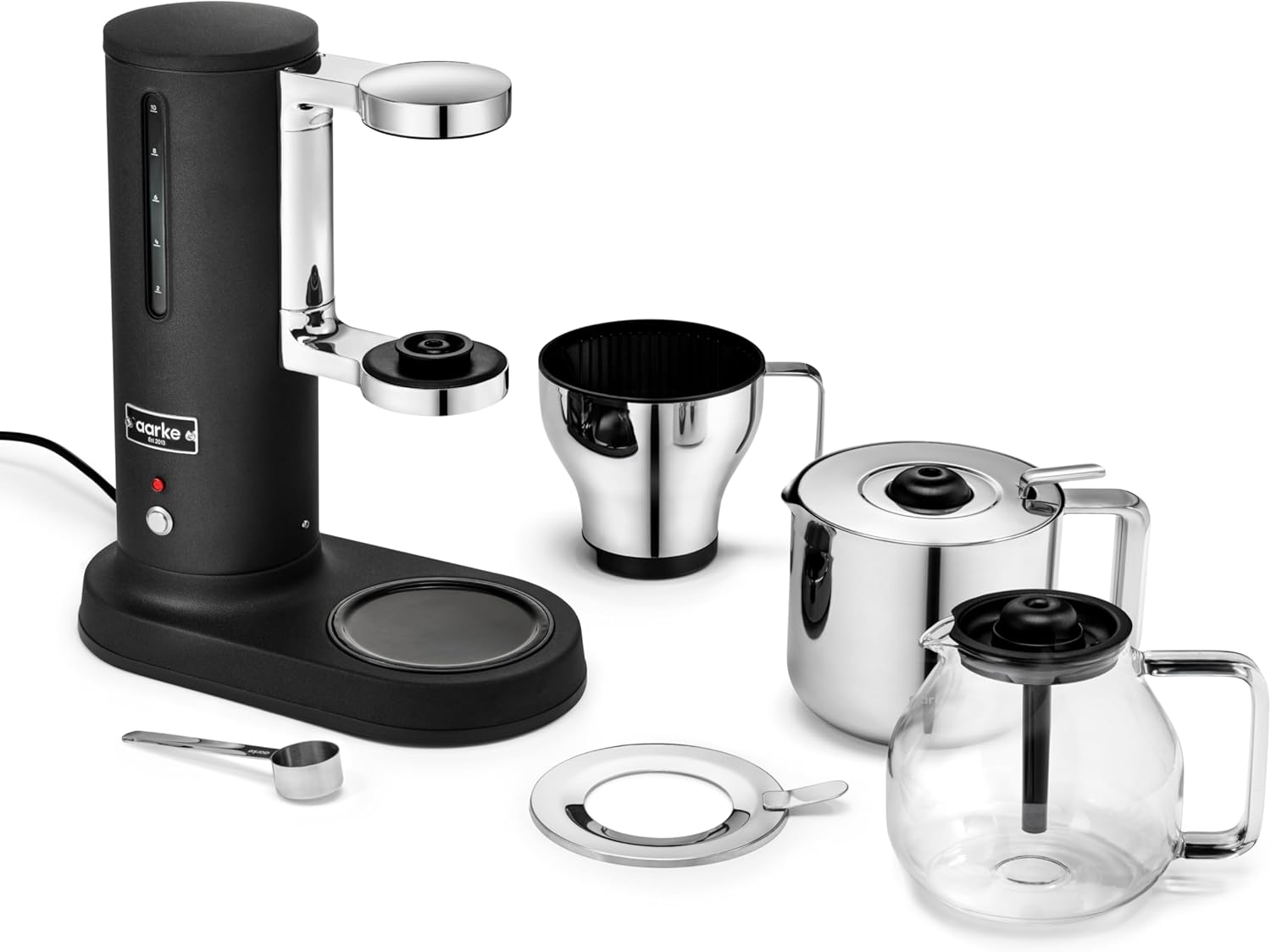 aarke Premium Coffee Maker and Thermal Jug Bundle - Luxury SCA-Certified Brewer with Blooming Mode and Vacuum Insulated, Designed and Engineered in Sweden, Matte Black