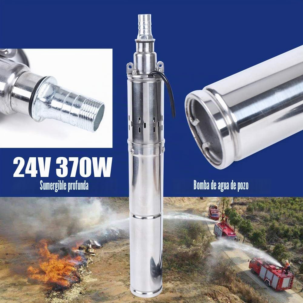 Bomba De Agua Sumergible Solar 24V Bomba Para Pozos Bombas Solares Sumergibles de Acero Inoxidable Bomba de Pozos Profundos 370 W Hasta 65 m